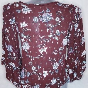 Gypsies And Moondust Top Bell Sleeves Floral Print